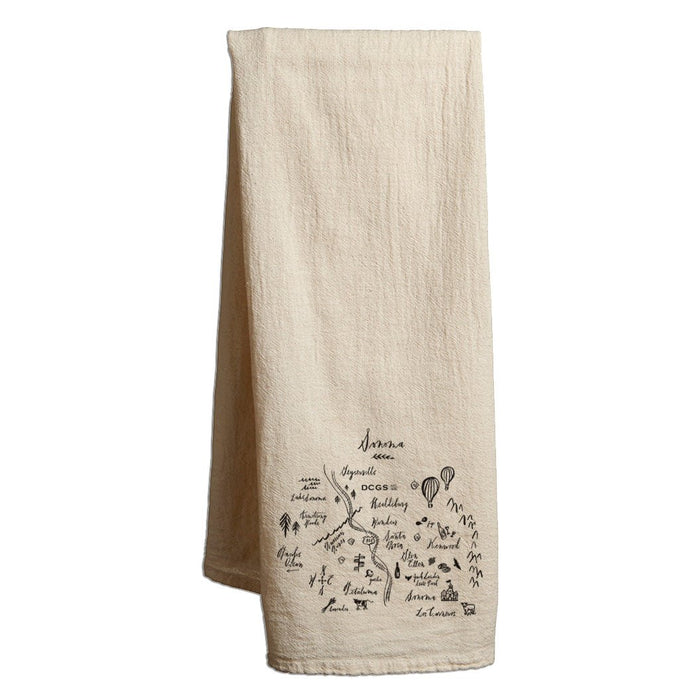 22" x 38" Flour Sack Natural Tea Towels Printed with a Customizable CALLIGRAPHY MAP Design