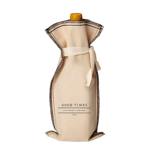 Cotton Tie Coverstitch Wine Gift Bag Natural Good Times - Mercantile 12