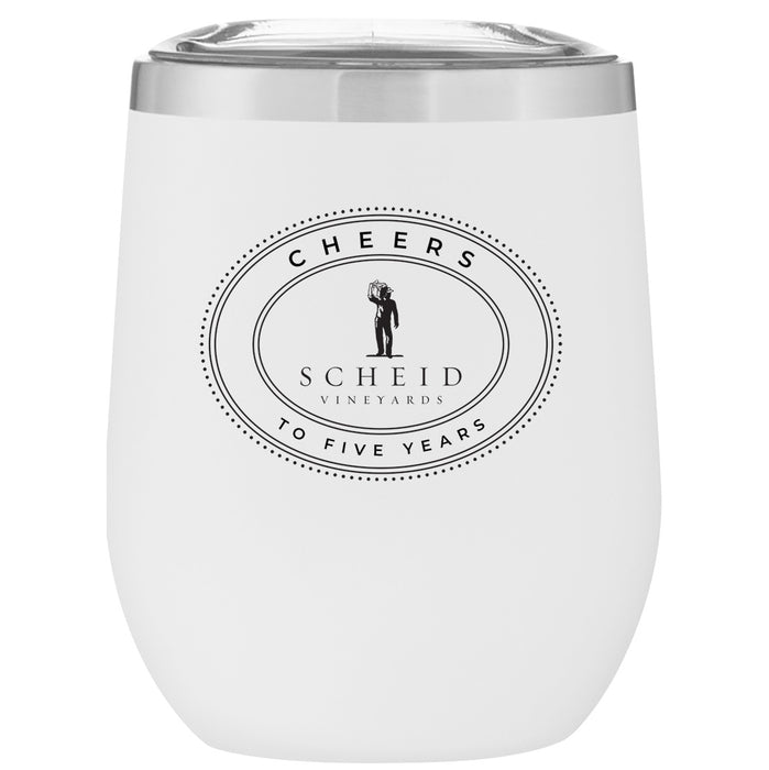 12 Oz. Stainless Insulated Stemless Wine Cup Printed with a Customizable OVAL COLLECTION Design