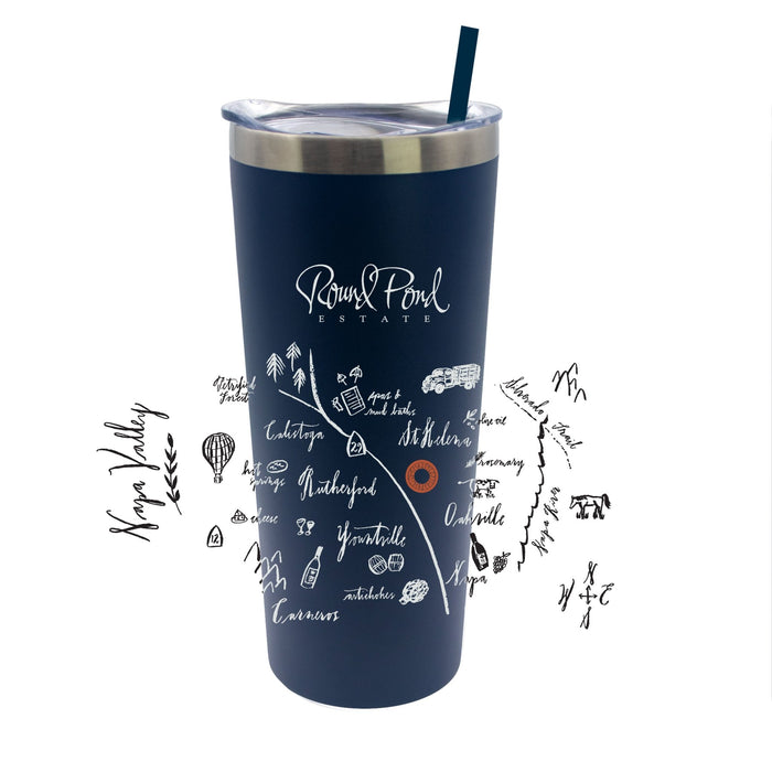 22 Oz. Stainless Insulated Tumbler XD Printed with a Customizable CALLIGRAPHY MAP Design