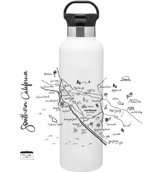 24 Oz. Stainless Insulated Gear Water Bottle Printed with a Customizable CALLIGRAPHY MAP Design