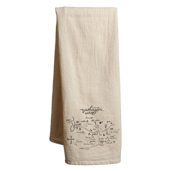 22" x 38" Flour Sack Natural Tea Towels Printed with a Customizable CALLIGRAPHY MAP Design