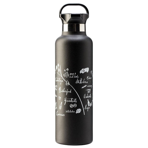 Stainless Steel Water Bottle Napa Valley Calligraphy Map - Mercantile 12