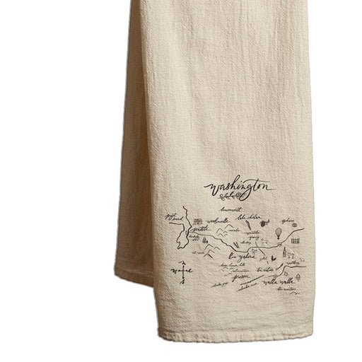Tea Towel Washington Calligraphy Map - Mercantile 12