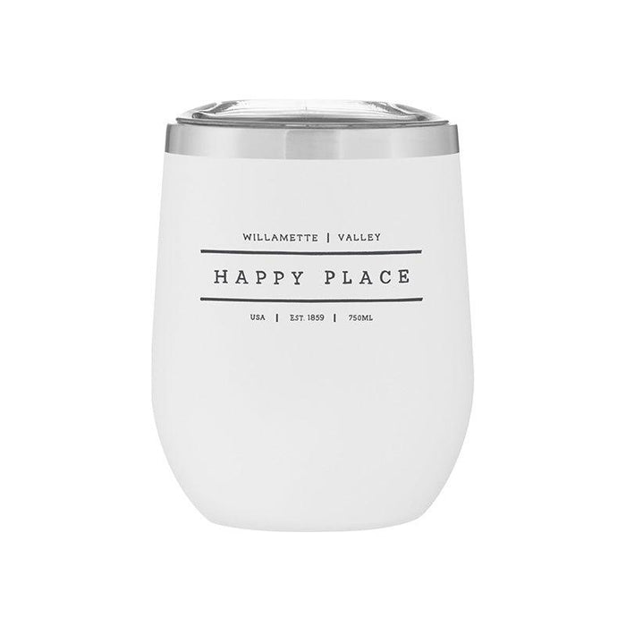 Stemless Stainless Steel Powder Coated Wine Cup Willamette Happy Place - Mercantile 12