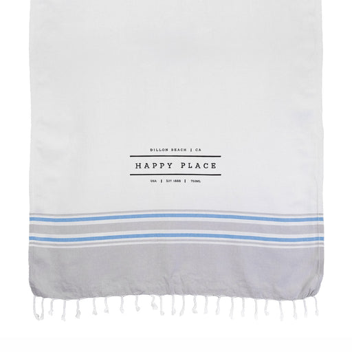 Turkish Peshtemal Towel & Wrap with Fringe Grey/Blue - Mercantile 12