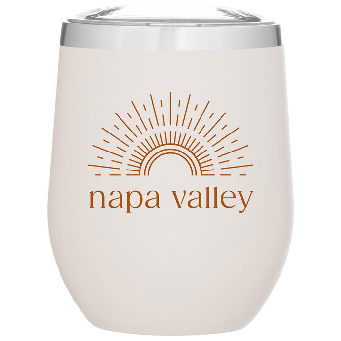 12 Oz. Stainless Insulated Stemless Wine Cup Printed with a Customizable SUNSHINE COLLECTION Design