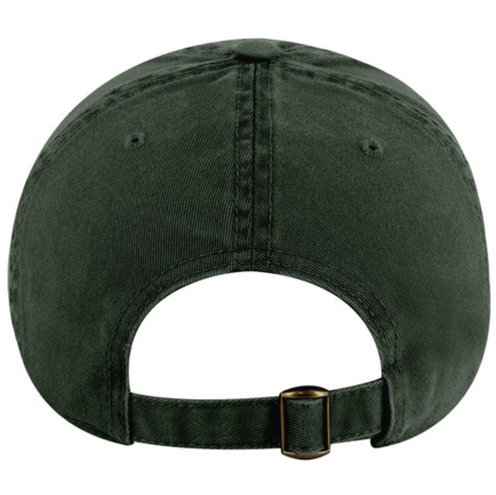Dark Olive Green cap with a strap on a white background