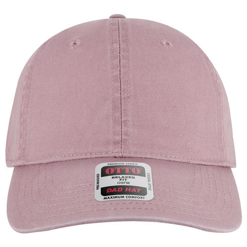 Dusty Rose baseball cap with a label on a white background