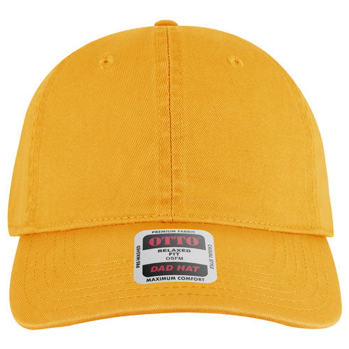 Gold Yellow cap with a brand label on a white background