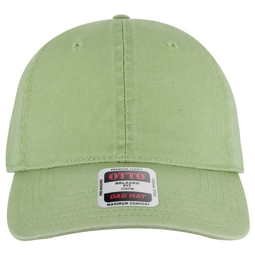 Mint green baseball cap with a brand label on a white background