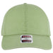 Mint green baseball cap with a brand label on a white background