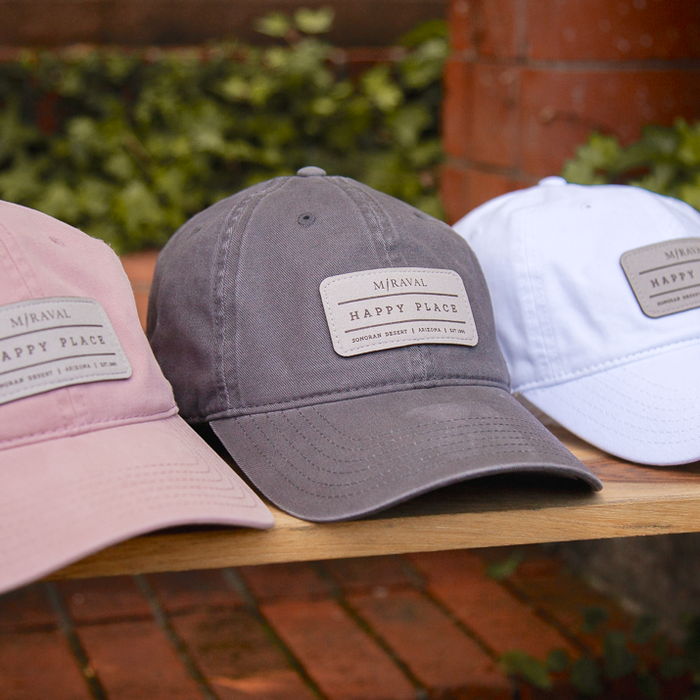 Custom HAPPY PLACE Otto Cap Garment Washed Brushed Superior Cotton Twill Dad Cap