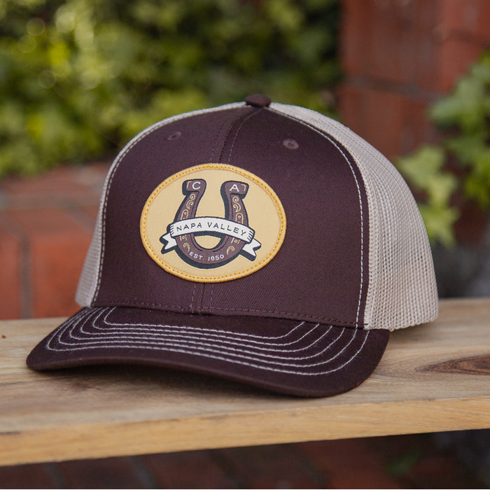 Custom LUCKY Cotton Blend Twill 6 Panel Mid Profile Mesh Back Trucker Cap