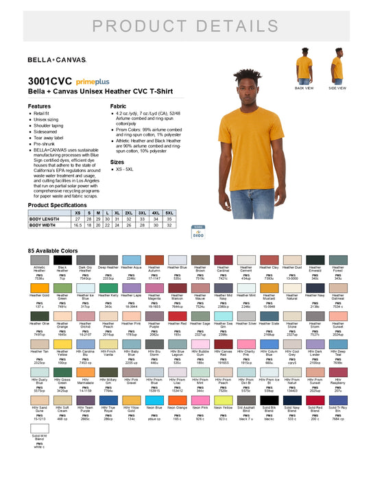 Bella + Canvas Unisex 4.2 Oz. CVC Jersey Tee Printed with a Customizable SUNSHINE COLLECTION Design