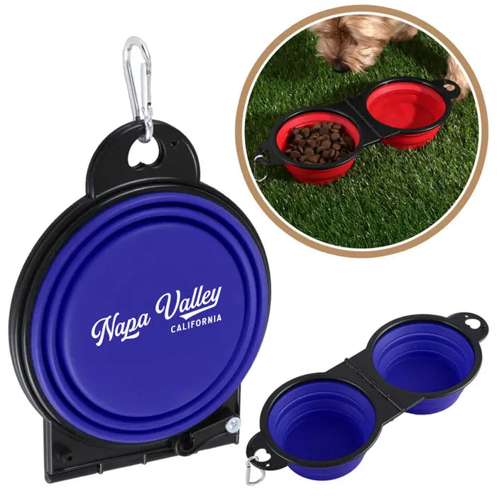 Custom BRAND / LOGO Dual Collapsible Pet Bowl