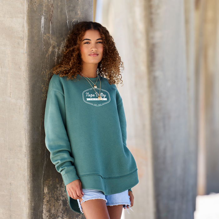 Live & Tell Ladies 7.4 Oz. Weekend Fleece Crewneck Poly Cotton Sweatshirt Printed with a Customizable ORIGINAL COLLECTION Design