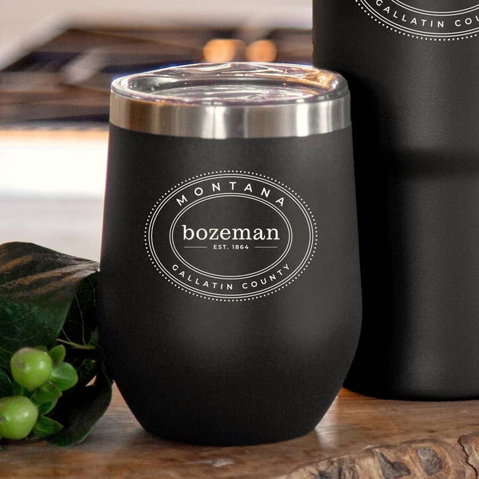 12 Oz. Stainless Insulated Stemless Wine Cup Printed with a Customizable OVAL COLLECTION Design