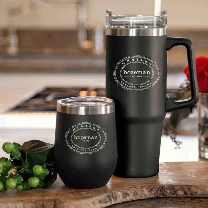 12 Oz. Stainless Insulated Stemless Wine Cup Printed with a Customizable OVAL COLLECTION Design