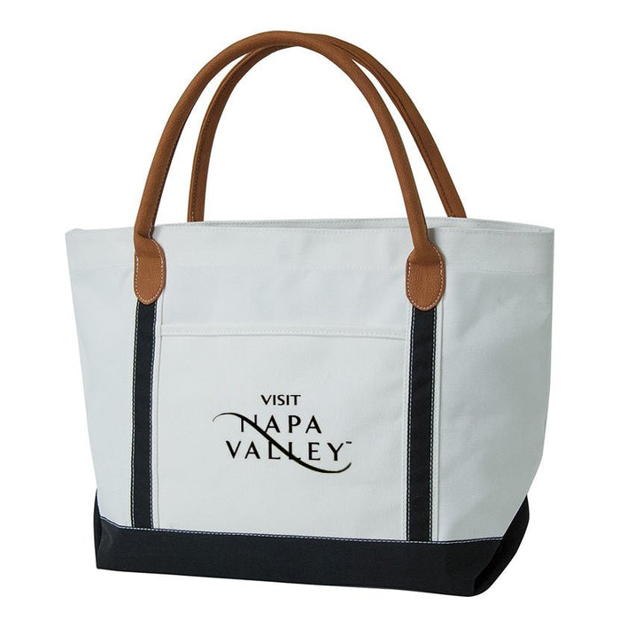 Custom Wholesale 18 Oz. Canvas Boat Tote With Vegan Leather Handles