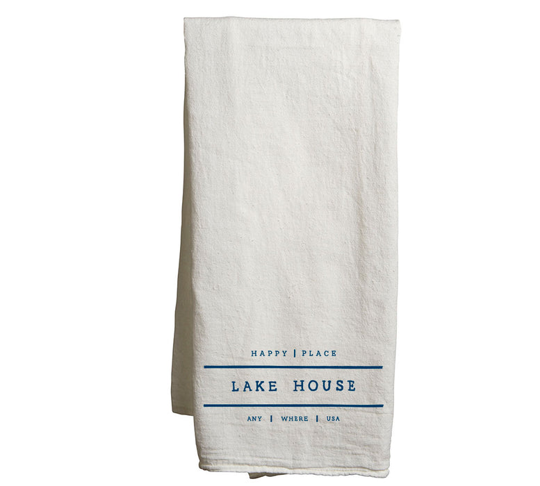 Custom Wholesale  Flour Sack Tea Towel Printed in HAPPY PLACE COLLECTION Design