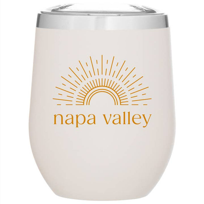 12 Oz. Stainless Insulated Stemless Wine Cup Printed with a Customizable SUNSHINE COLLECTION Design
