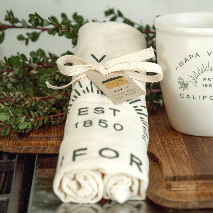 Custom Wholesale Flour Sack Tea Towels - White Printed in ADIRONDACK COLLECTION Design