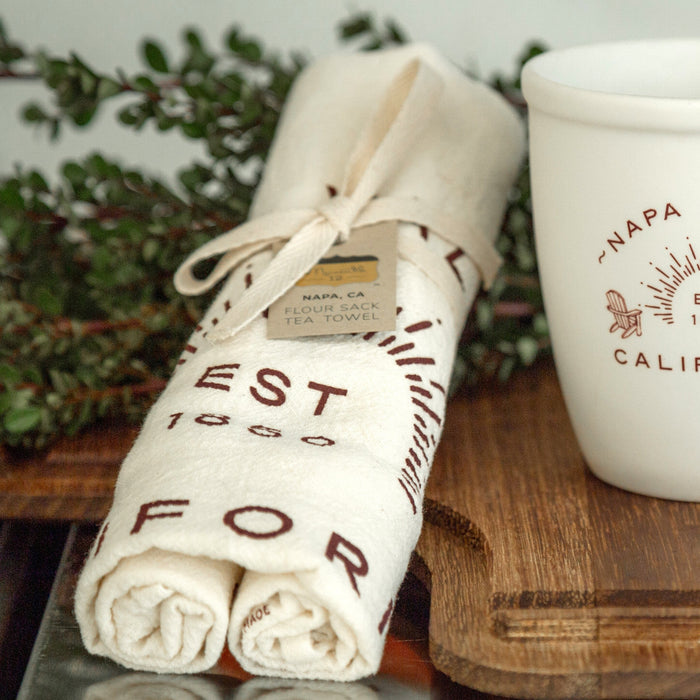 Custom Wholesale Flour Sack Tea Towels - White Printed in ADIRONDACK COLLECTION Design