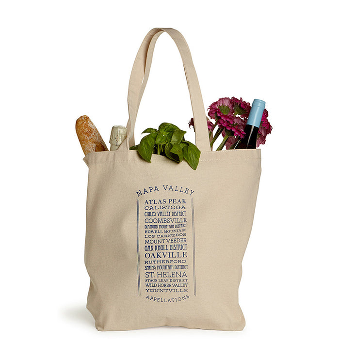 Custom Wholesale 10 Oz. Natural Canvas Market Tote Printed in a  APPELLATIONS Design