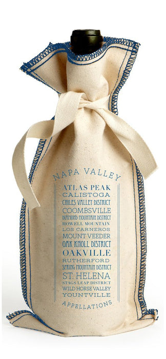 10 Oz. Cotton Tie Coverstitch Wine Gift Bag in a Customizable APPELLATIONS Design