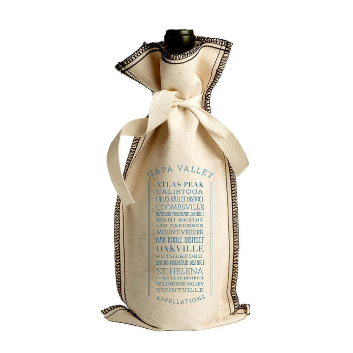 10 Oz. Cotton Tie Coverstitch Wine Gift Bag in a Customizable APPELLATIONS Design