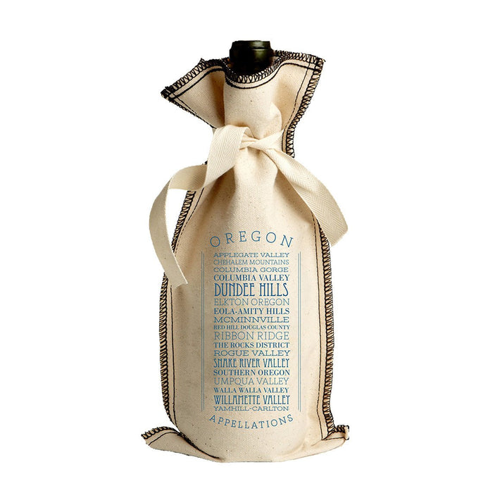 10 Oz. Cotton Tie Coverstitch Wine Gift Bag in a Customizable APPELLATIONS Design