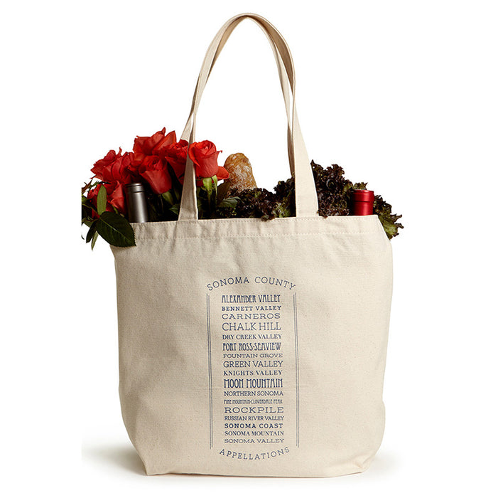 Custom Wholesale 10 Oz. Natural Canvas Market Tote Printed in a  APPELLATIONS Design