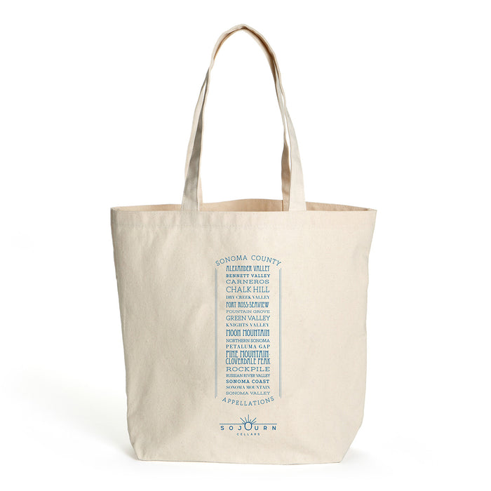 Custom Wholesale 10 Oz. Natural Canvas Market Tote Printed in a  APPELLATIONS Design