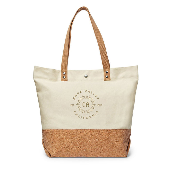 12oz. Canvas & Cork Shopper Tote Bag Printed with a Customizable BURST COLLECTION Design