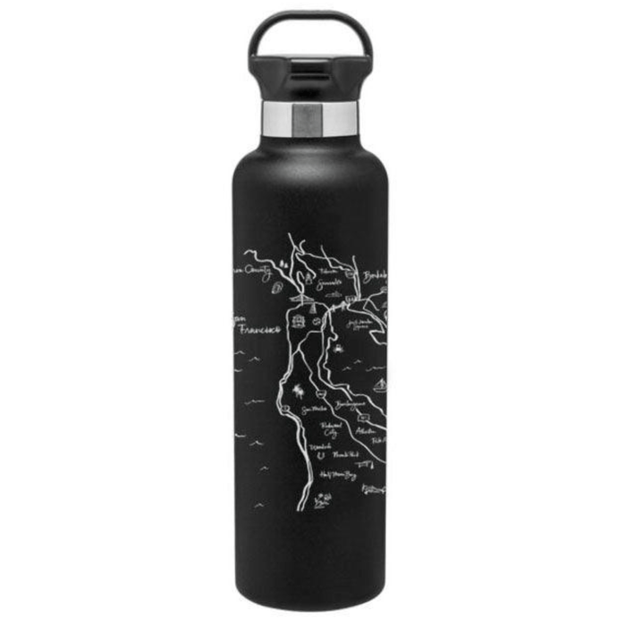 24 Oz. Gear Stainless Insulated Water Bottle Printed with a Customizable CALLIGRAPHY MAP Design