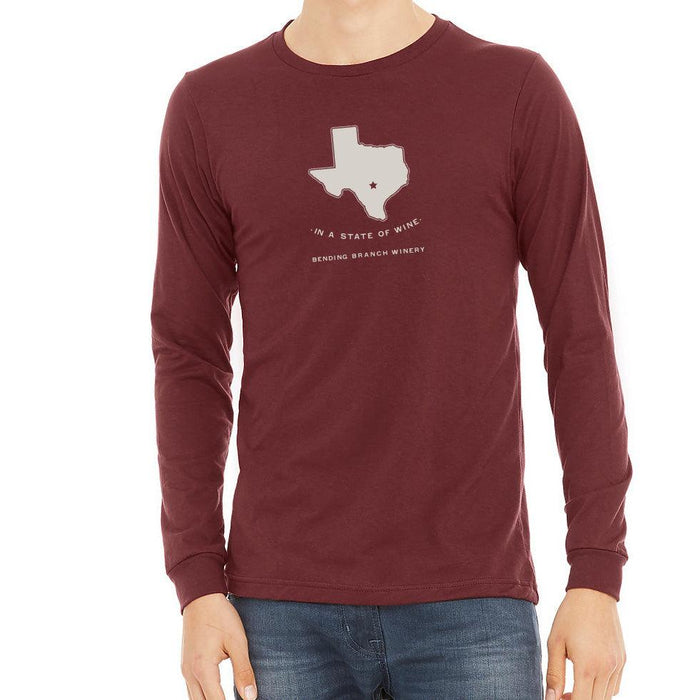 Bella Canvas Unisex Long Sleeve Poly Cotton Tee In a State of Wine - Mercantile 12