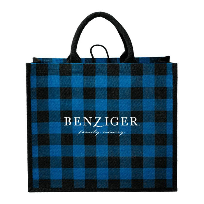 Buffalo Plaid Printed Jute Tote Customized with your Brand or Logo - Mercantile 12