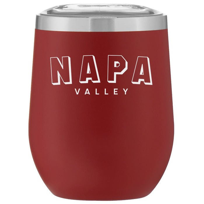 12 Oz. Stainless Insulated Stemless Wine Cup Printed with a Customizable BLOCK SPORT Design