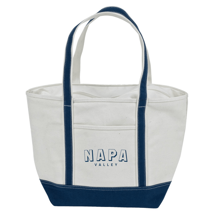 Custom Wholesale 18 Oz. Medium White Canvas Zippered Boat Tote