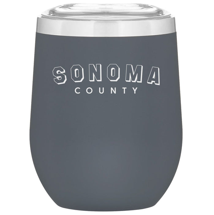 12 Oz. Stainless Insulated Stemless Wine Cup Printed with a Customizable BLOCK SPORT Design