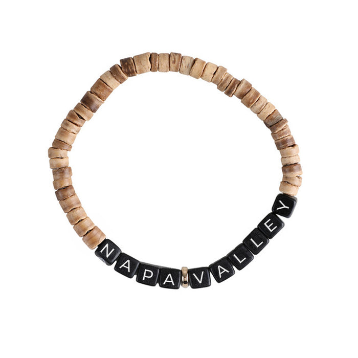 Custom BRAND / LOGO Coconut Shell Wood Friendship Bracelet