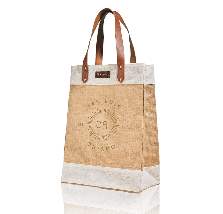 Custom BURST Leather Keep Me Jute Tall Tote