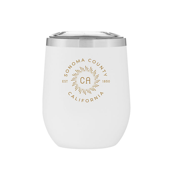 Custom Wholesale 12 Oz. Stainless Insulated Stemless Wine Cup Printed in BURST COLLECTION Design