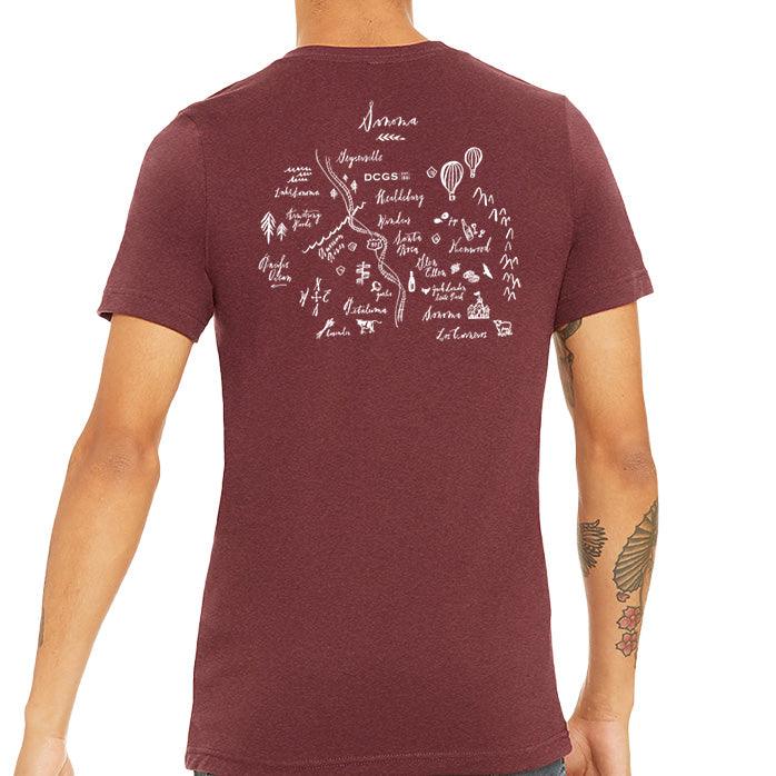 Bella + Canvas Unisex 4.2 Oz Heathered Polycotton Short Sleeve Tee Printed with a Customizable CALLIGRAPHY MAP COLLECTION Design - Mercantile 12