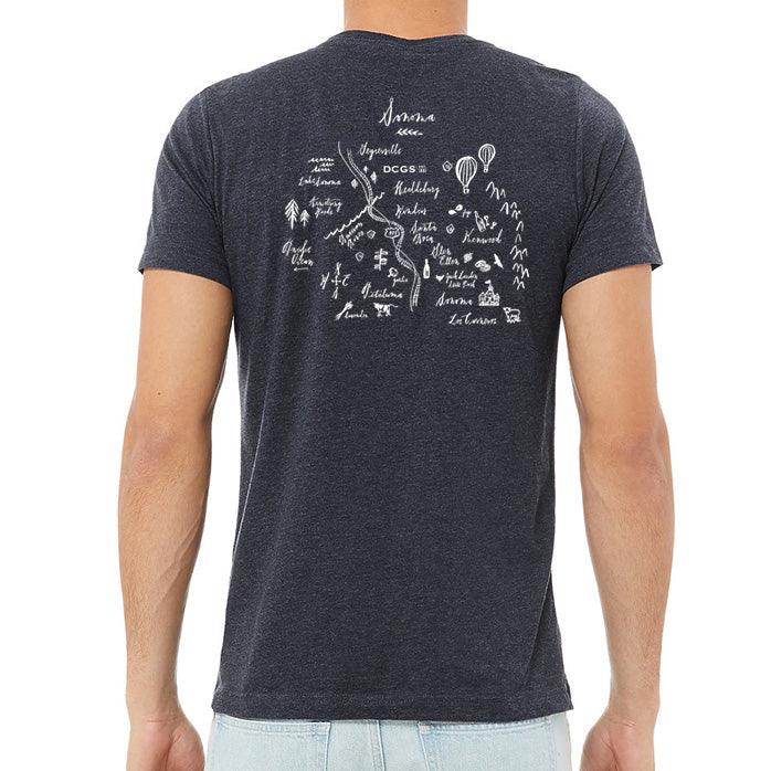 Bella + Canvas Unisex 4.2 Oz Heathered Polycotton Short Sleeve Tee Printed with a Customizable CALLIGRAPHY MAP COLLECTION Design - Mercantile 12