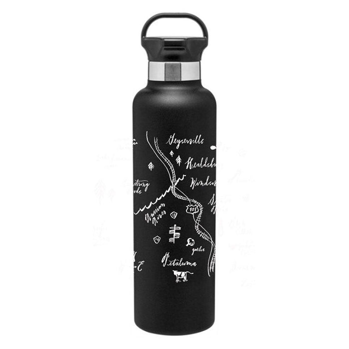 24 Oz. Gear Stainless Insulated Water Bottle Printed with a Customizable CALLIGRAPHY MAP Design