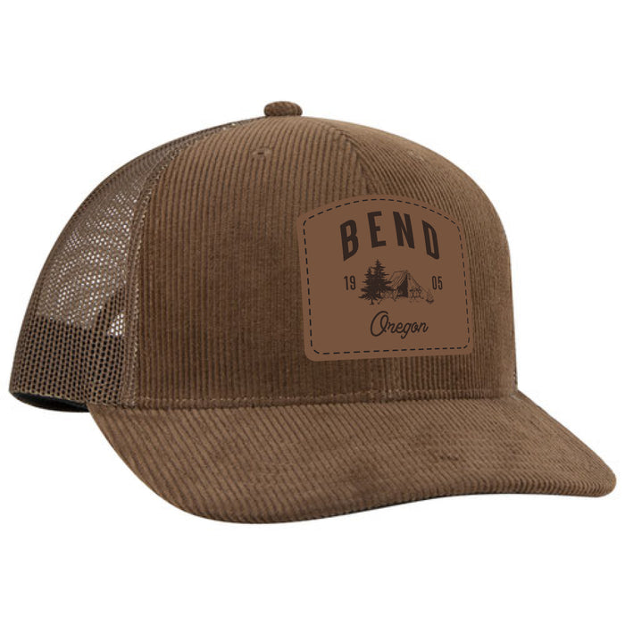 Otto Cap Corduroy 6 Panel Mid Profile Mesh Back Trucker Cap Printed with a Customizable CABIN COLLECTION Design