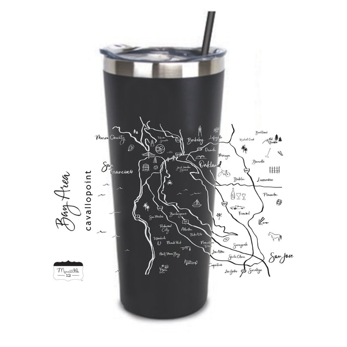 22 Oz. Stainless Insulated Tumbler XD Printed with a Customizable CALLIGRAPHY MAP Design