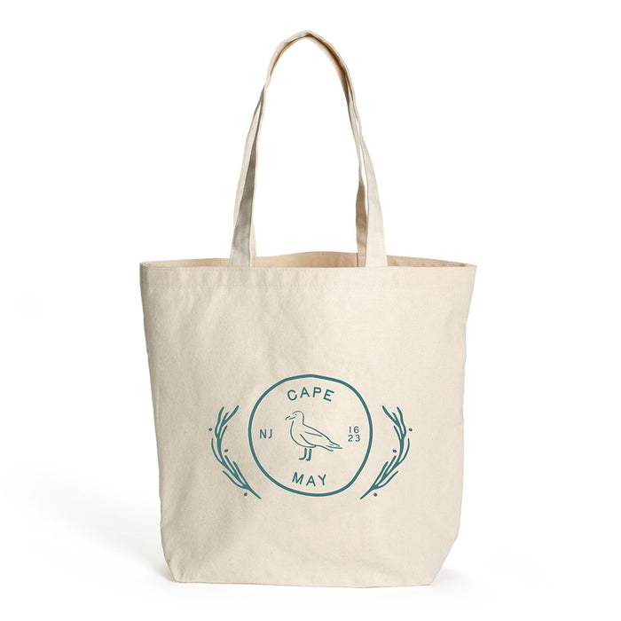 Custom Wholesale 10 Oz. Natural Canvas Market Tote Printed in a  COASTAL Design